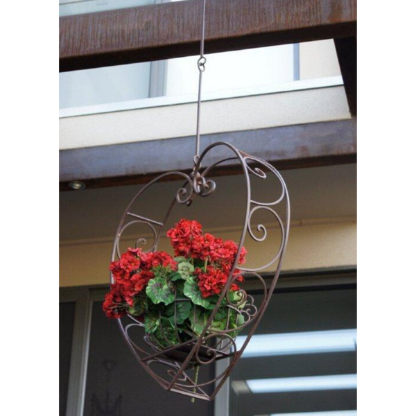 Hanging Heart Pot Plant, Candle Holder, Wrought Iron