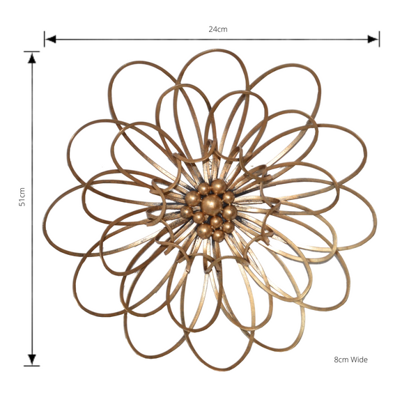 Wall Decor Flower Metal Antique Gold