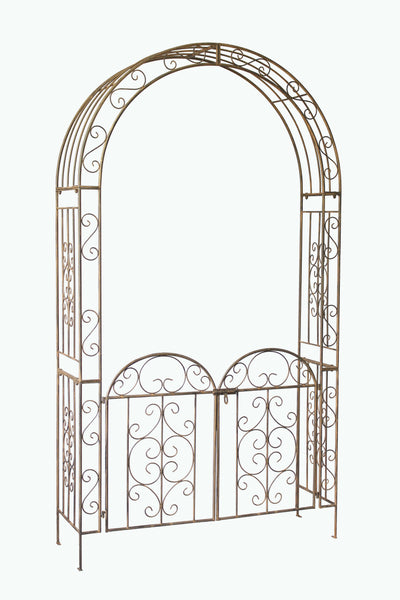 Garden Arch with Gate Rustic Brown 127x40x230cm