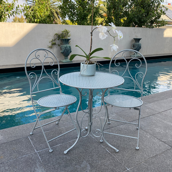 Patio Setting - Mia, Grey 3 Piece Metal Garden Setting