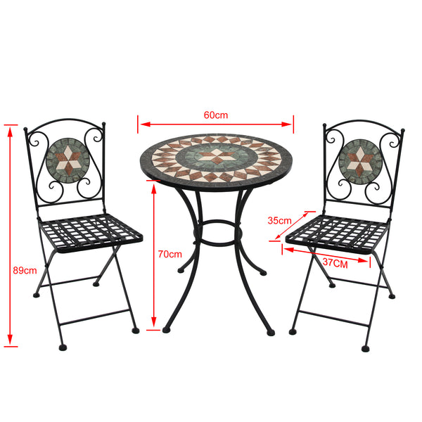 Side Tables Set 3 Mosaic tops in Neutrals; Brown Rust Beige Cream
