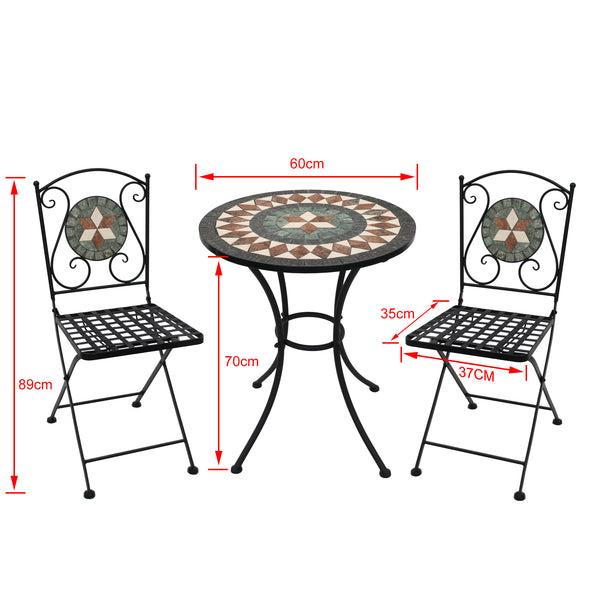 Patio Setting - Mosaic Mondo Neutral tones, Metal 3 Piece Outdoor Setting