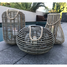 Rattan/Cane Lantern Candle Holder - Cylinder, Round and Teardrop