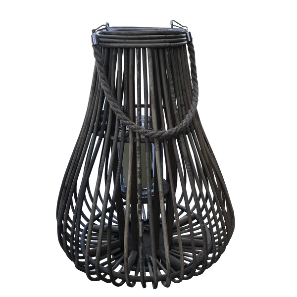 Rattan/Cane Lantern Candle Holder - Teardrop 