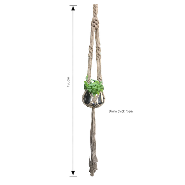 macrame jute hanging pot plant hanger with dimensions
