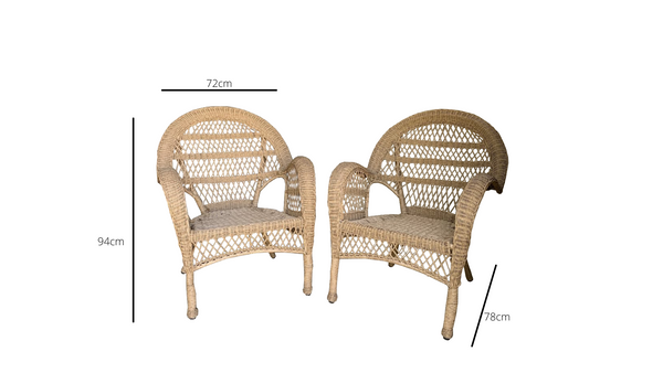 SET 2 Province Polyethylene Cane Wicker Natural Colour Weatherproof Outdoor Chairs