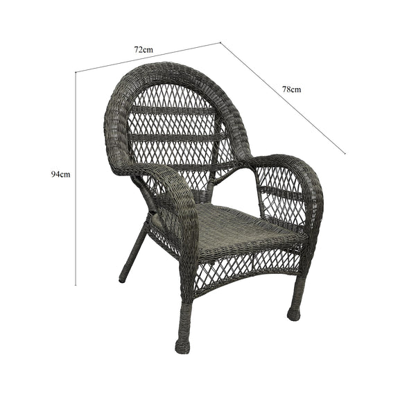 SET 2 Province Polyethylene Wicker Cane Grey Weatherproof Outdoor Chairs