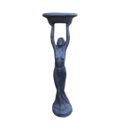 Statue - Lady Bird Feeder Bath - Dark Grey/Black