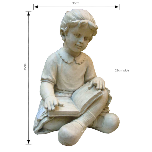 Statue - Girl Reading with dimensions