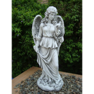Statue - Tall Lady Angel Holding Bird in the garden