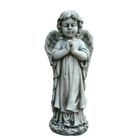 Statue - Angel Cherub Girl w Wing Praying Sculpture