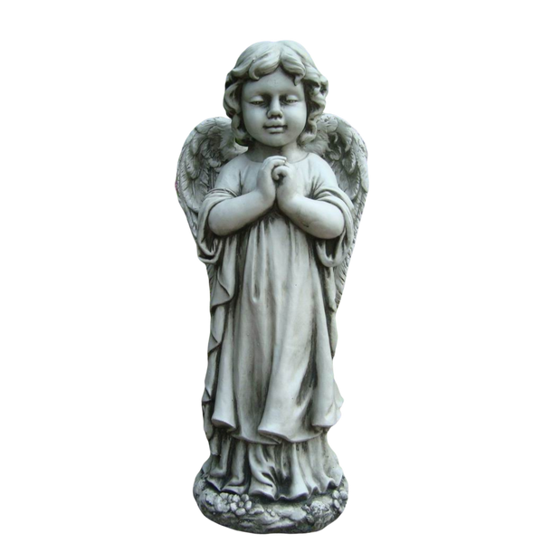 Statue - Angel Cherub Girl w Wing Praying Sculpture