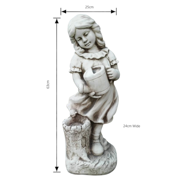 Statue - Girl with Watering Can with dimensions