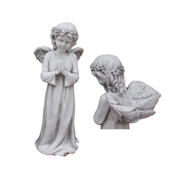 Statue - Angel Fairy Cherub w Wing Bird Feeder Bath Sculpture