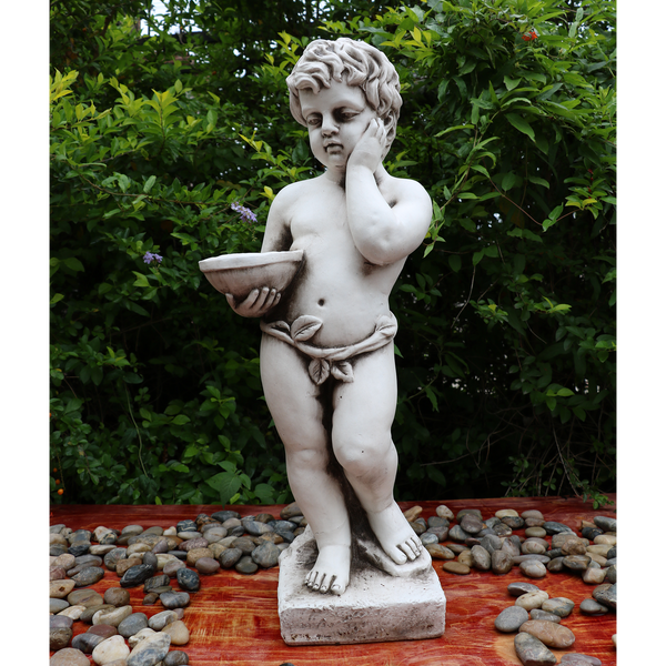 Statue - Boy Cherub Bird feeder with Bowl