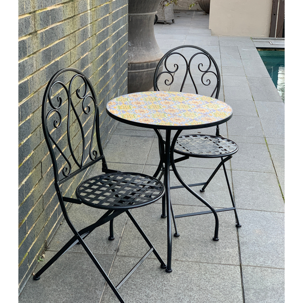 Patio Setting - Mosaic Sicily, Metal 3 Piece Outdoor Setting in the garden