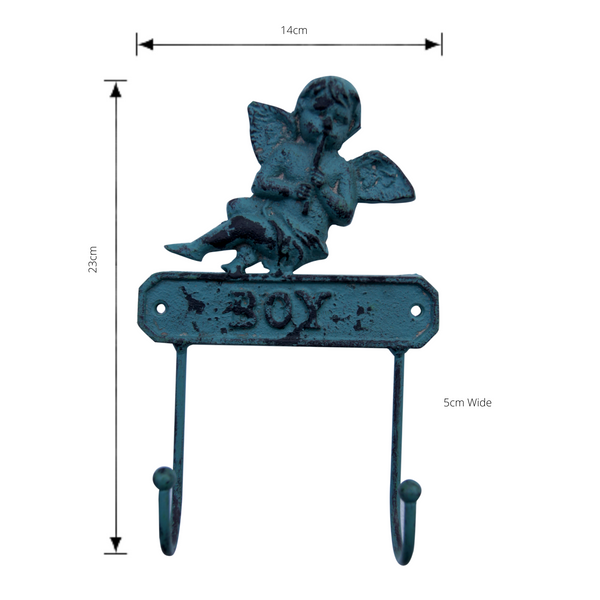 Cast Iron Boy Wall Hooks  with dimensions