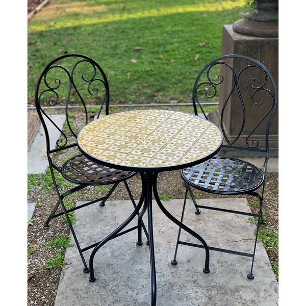 Patio Setting - Mosaic Tuscan, Metal 3 Piece Outdoor Setting in the garden
