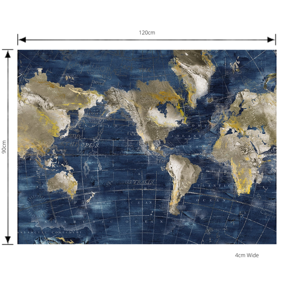 Painting World Print Artwork Stretched Wood Frame with dimensions