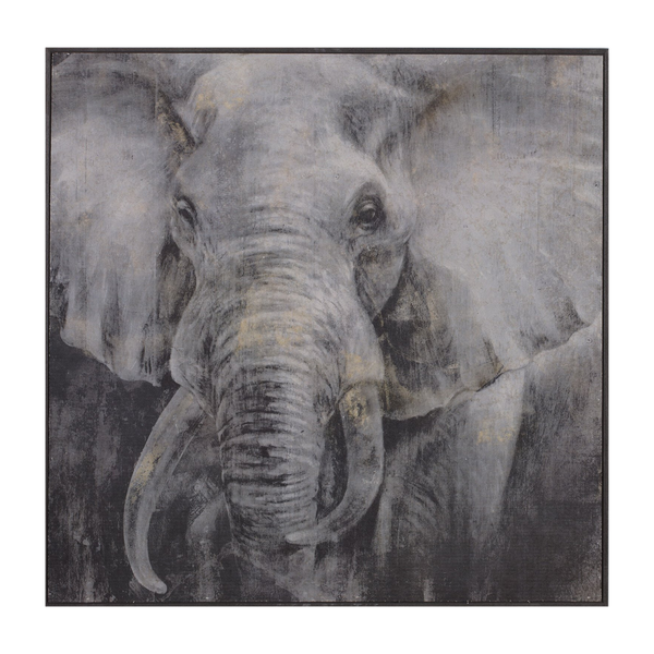 Painting Elephant Print Artwork Wood Frame