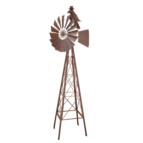 Windmill With Crow Metal Rustic Art Sculpture 