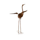metal crane in rusty finish with wings out