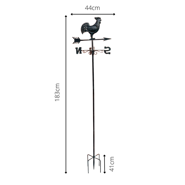 Weathervane Metal Rooster 44x41x183 cms