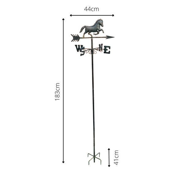 Weathervane Metal Horse 44x41x178 cms