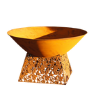 rusty metal fire bowl with laser cut base