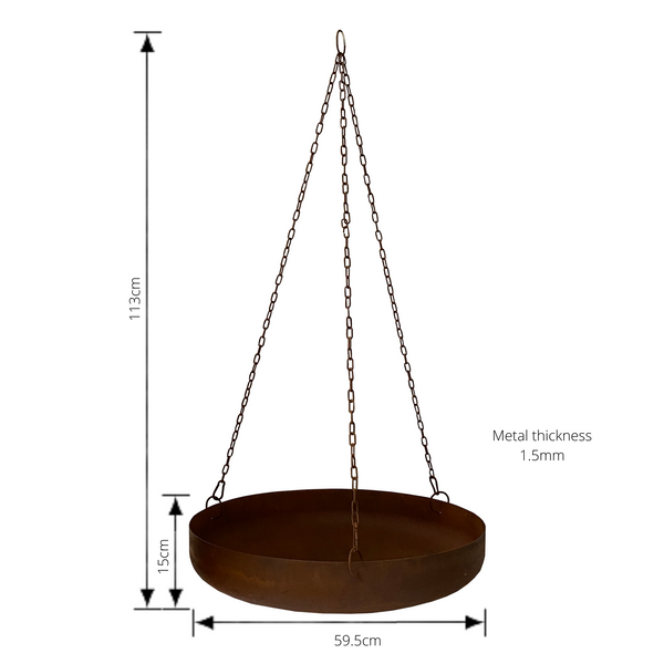 Hanging Planter Bowl Rustic 59.5x59.5x15-113cm 1.5mm thickness bowl