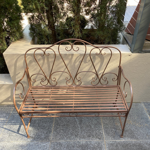 Garden Bench Metal Seat, Bella, Rust Finish