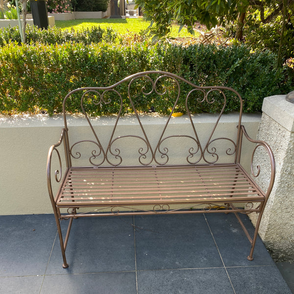 Garden Bench Metal Seat, Bella, Rust Finish