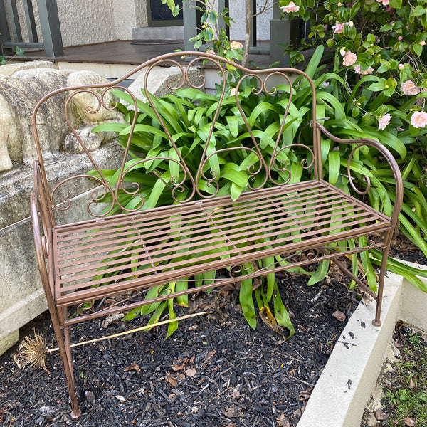 Garden Bench Metal Seat, Bella, Rust Finish