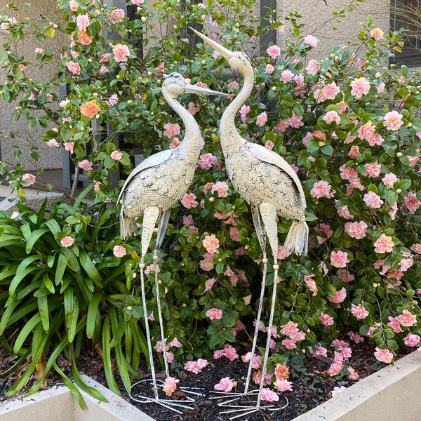Set 2 Cranes Large Rustic Cream 24x57x156cm / 24x52x146cm