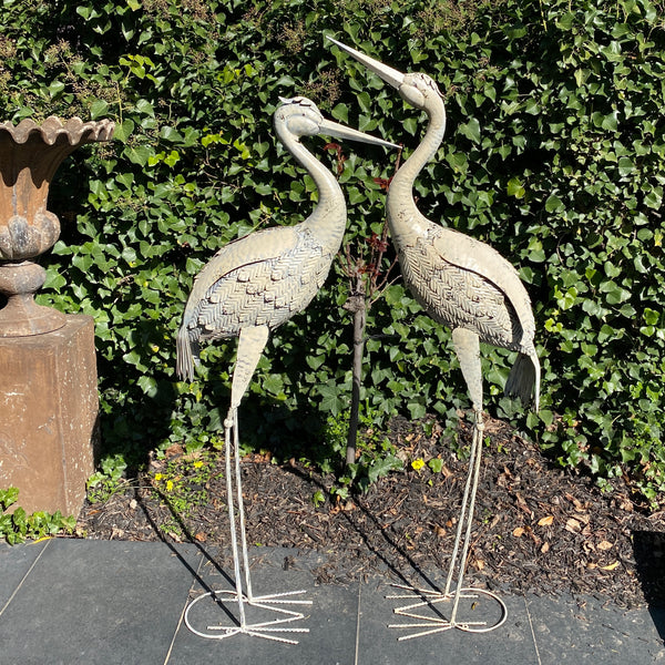 Set 2 Cranes Large Rustic Cream 24x57x156cm / 24x52x146cm