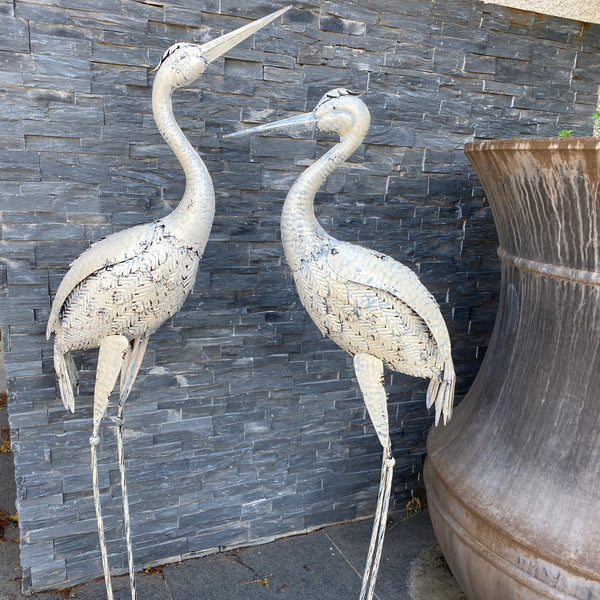 Set 2 Cranes Large Rustic Cream 24x57x156cm / 24x52x146cm