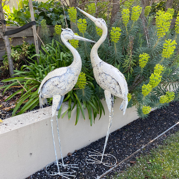 Set 2 Cranes Large Rustic Cream 24x57x156cm / 24x52x146cm
