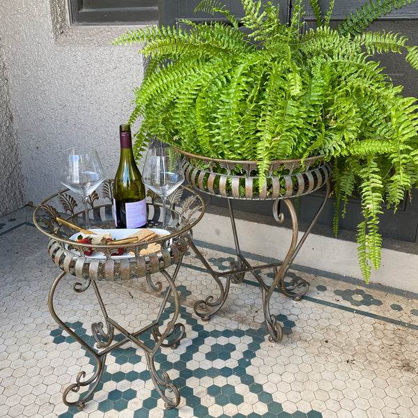 SET 2 Planter Stands/ Holders Decorative Metal in Antique Bronze/ Verdi finish  Large: 54x54x64cm high Medium: 42x42x52cm high
