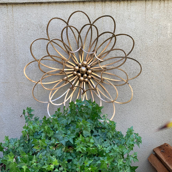 Wall Decor Flower Metal Antique Gold