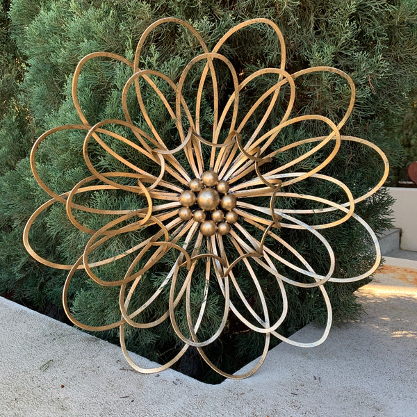 Wall Decor Flower Metal Antique Gold