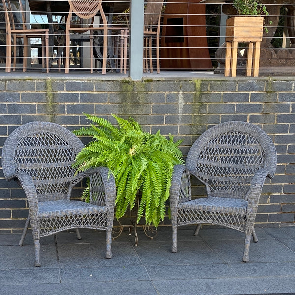 SET 2 Province Polyethylene Wicker Cane Grey Weatherproof Outdoor Chairs